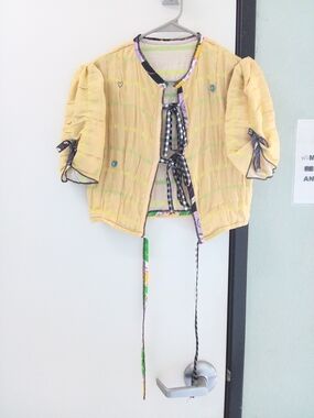 Light Yellow Women's Short Jacket with Tie Front